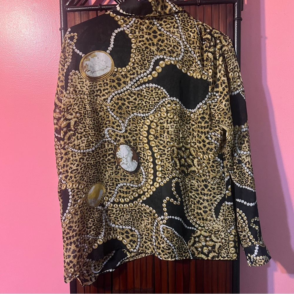 SUNNY LEIGH Womens Size L Long Sleeve Sheer Button Up Blouse Shirt - Picture 2 of 6